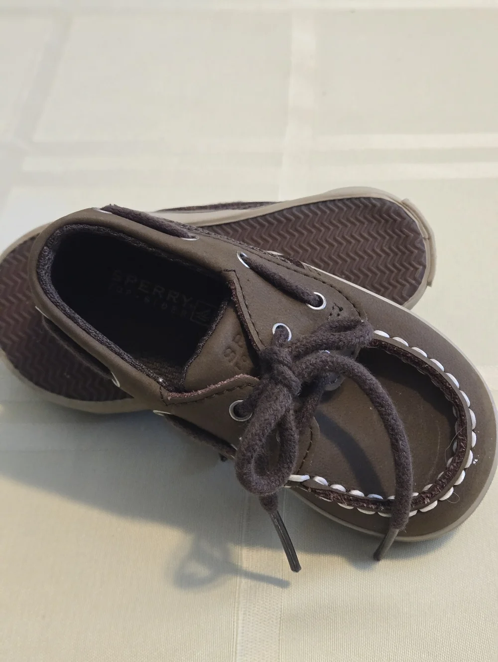Sperry Kids Intrepid Brown Top Sliders Boat Shoes Toddler size 4M Leather Upper